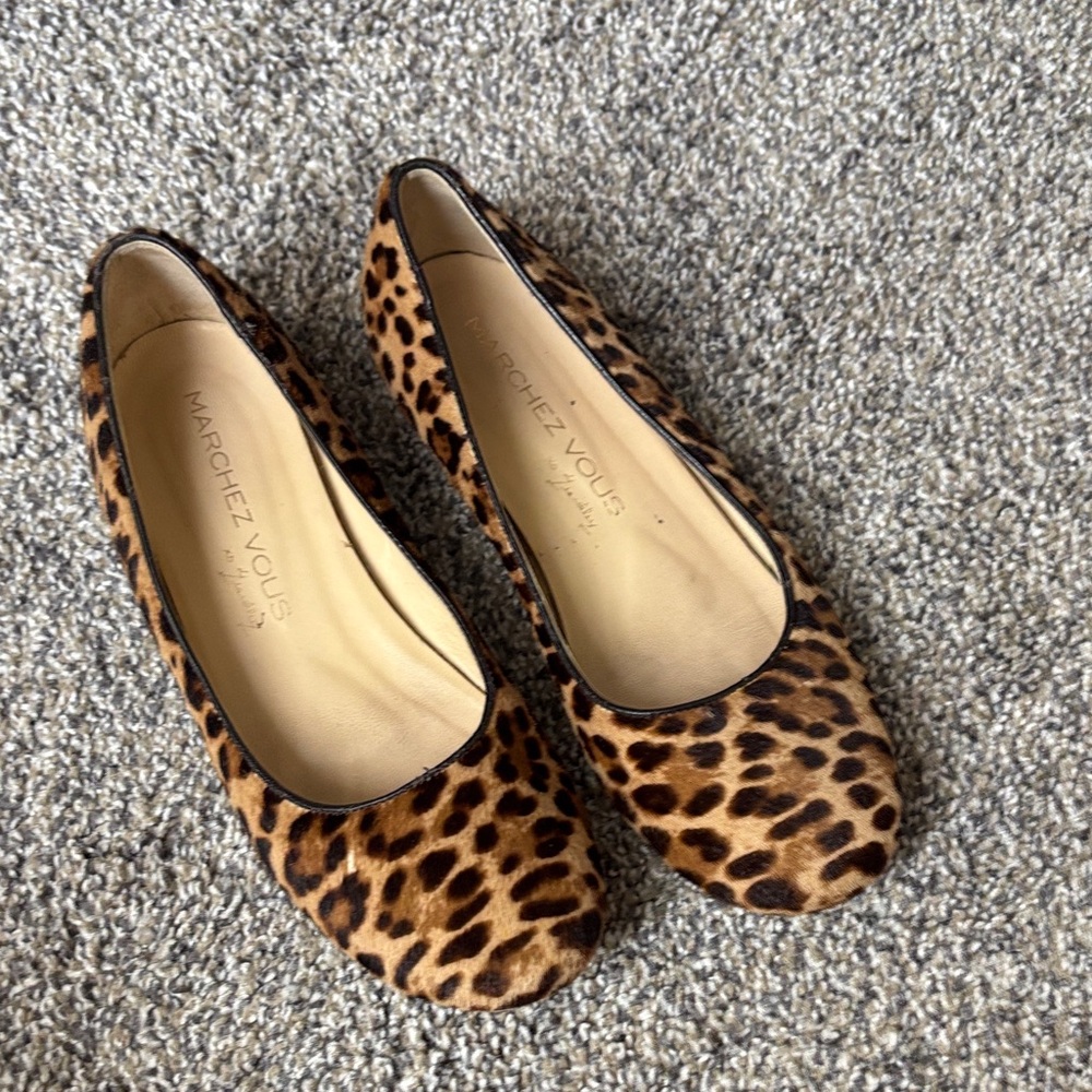 Marchez Vous Italian leather Leopard Print Flats